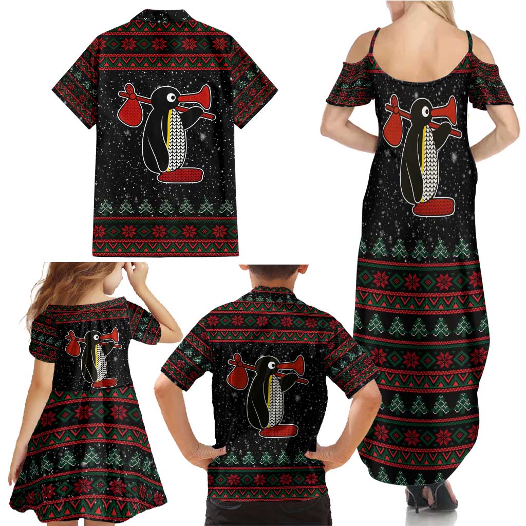 Penguin Tree Christmas Family Matching Summer Maxi Dress and Hawaiian Shirt Xmas Holiday Patterns - Wonder Print Shop