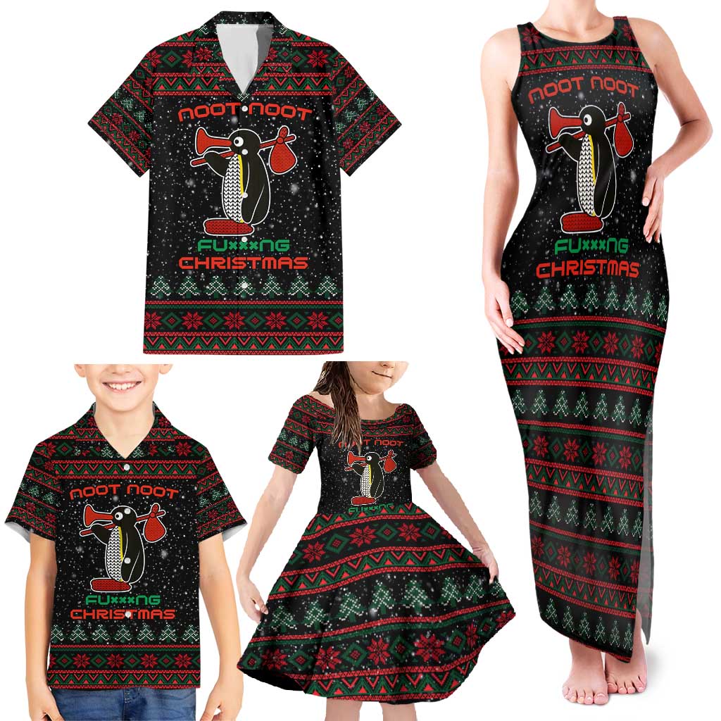 Penguin Tree Christmas Family Matching Tank Maxi Dress and Hawaiian Shirt Xmas Holiday Patterns - Wonder Print Shop