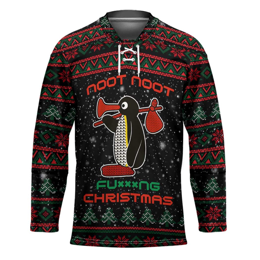 Penguin Tree Christmas Hockey Jersey Xmas Holiday Patterns - Wonder Print Shop