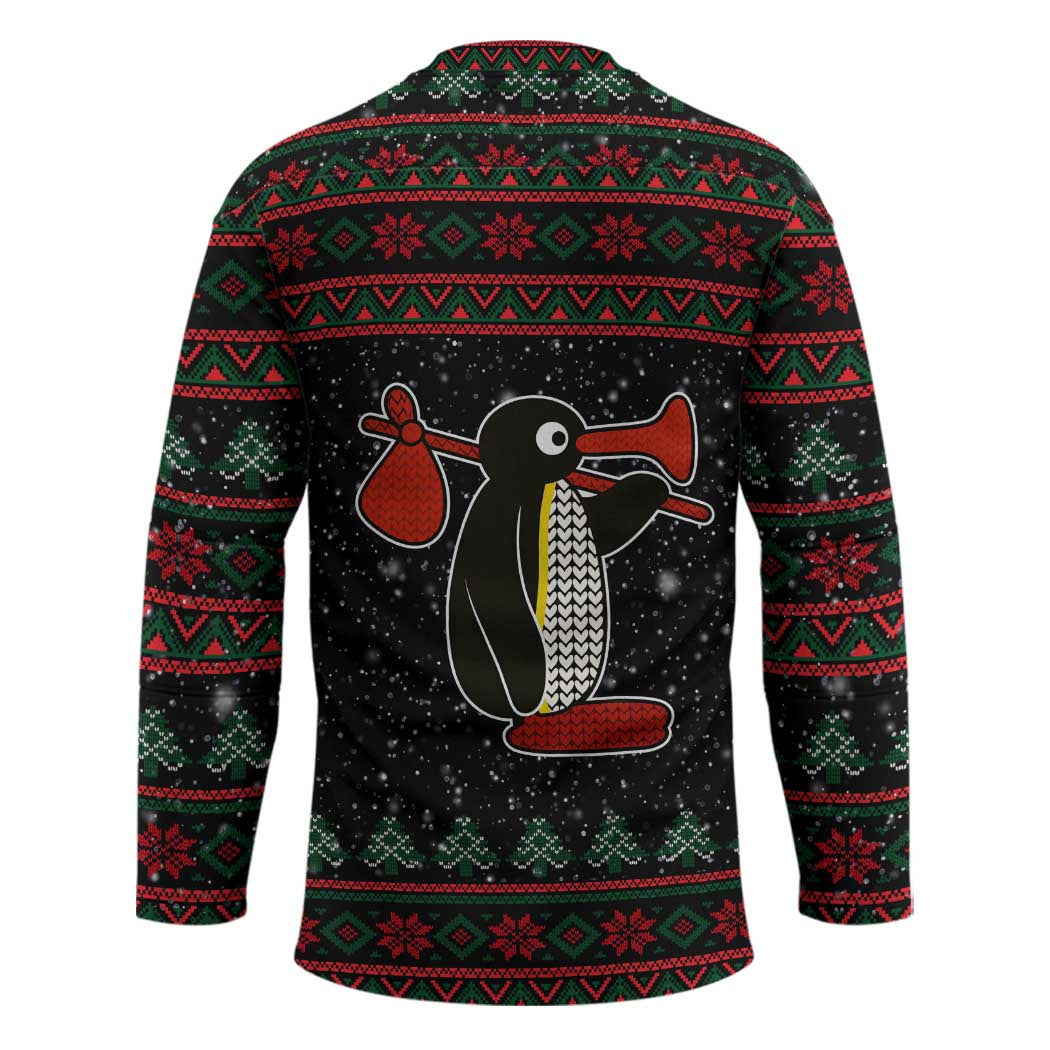 Penguin Tree Christmas Hockey Jersey Xmas Holiday Patterns - Wonder Print Shop