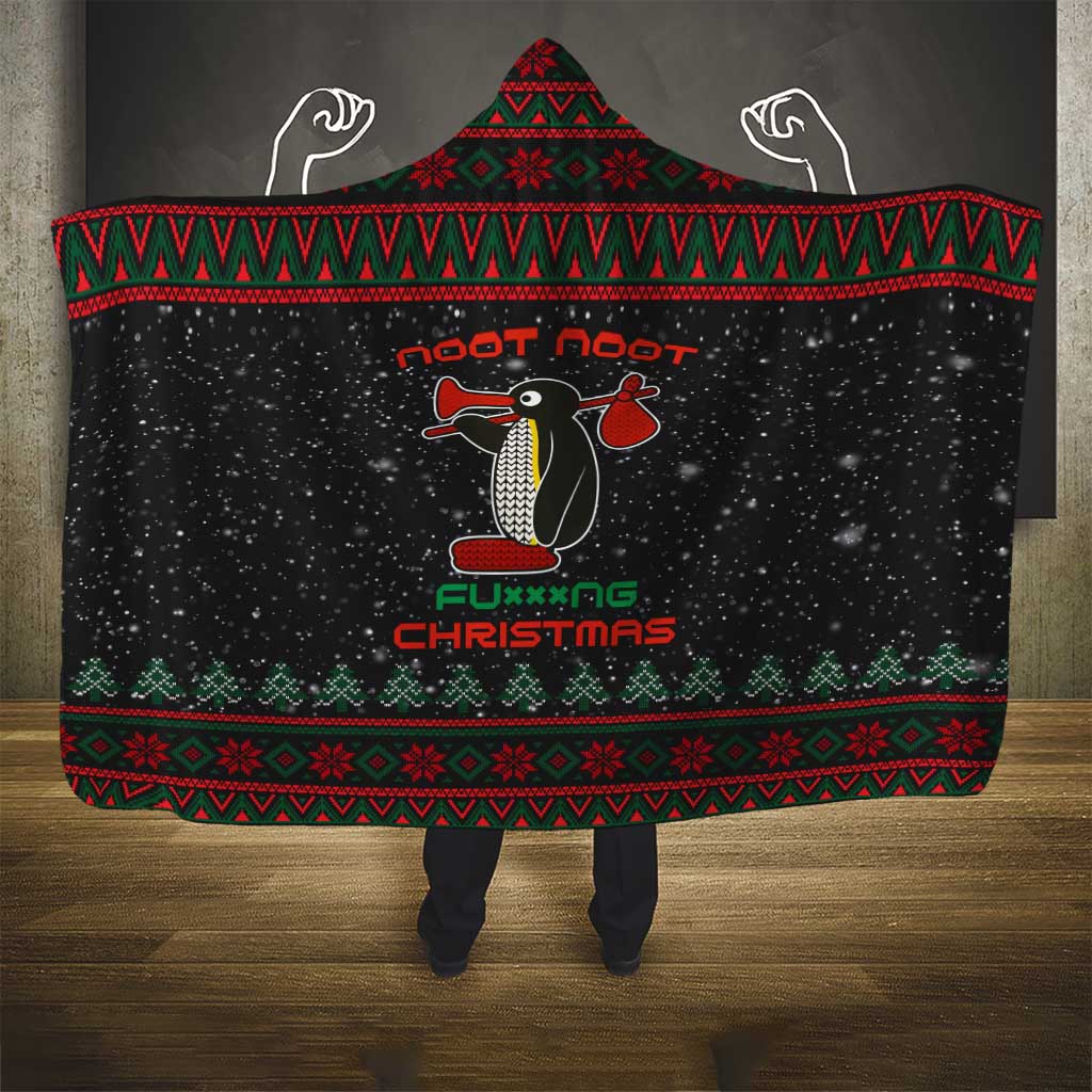 Penguin Tree Christmas Hooded Blanket Xmas Holiday Patterns - Wonder Print Shop