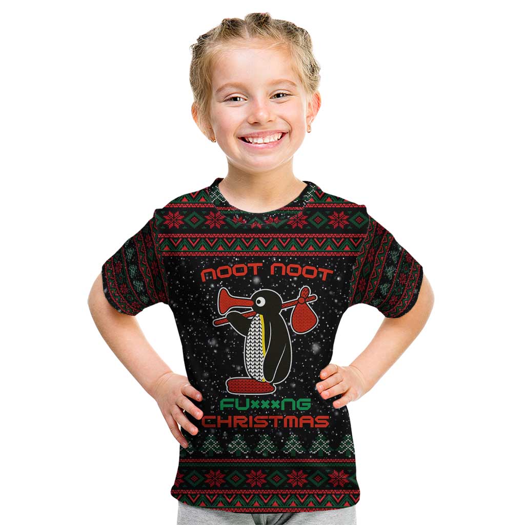 Penguin Tree Christmas Kid T Shirt Xmas Holiday Patterns - Wonder Print Shop