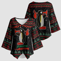 Penguin Tree Christmas Kimono Sleeve Blouse Xmas Holiday Patterns - Wonder Print Shop