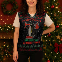 Penguin Tree Christmas Knitted V-Neck Vest Xmas Holiday Patterns - Wonder Print Shop
