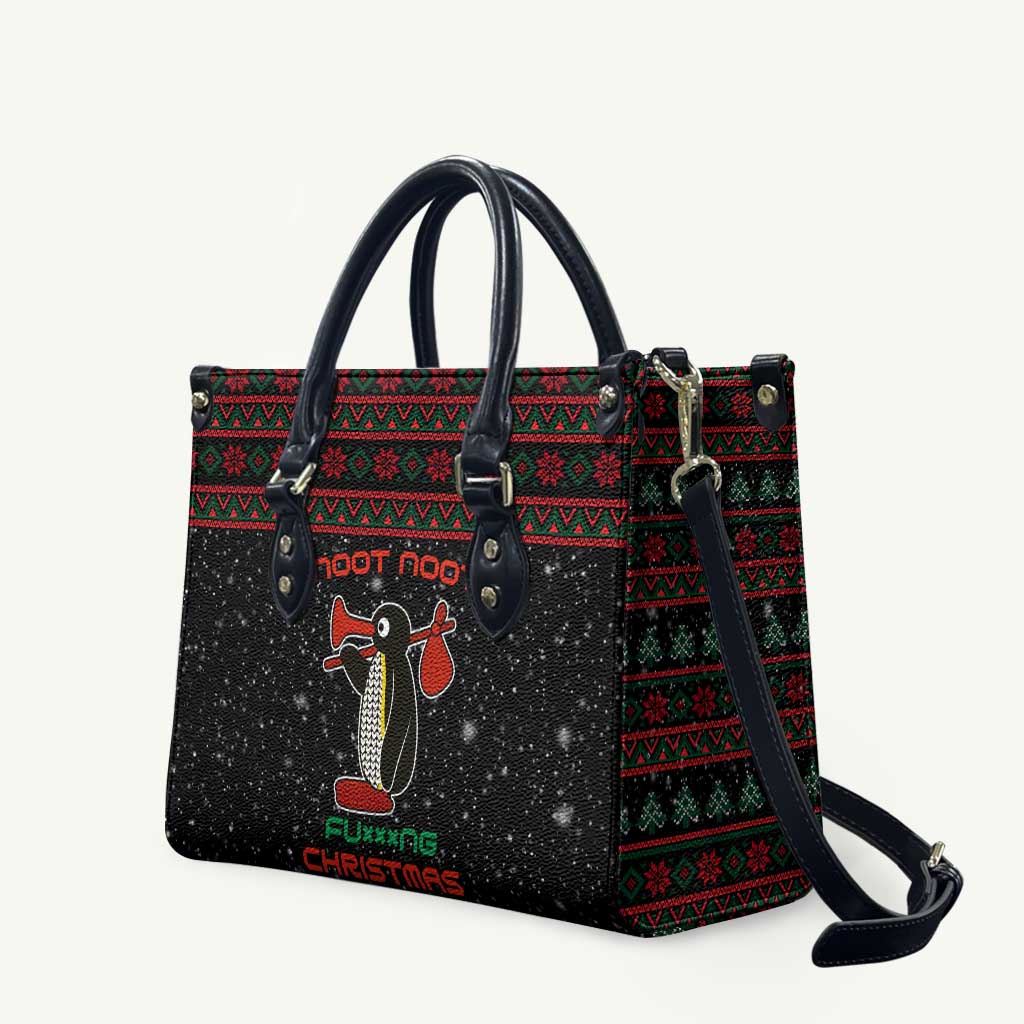 Penguin Tree Christmas Leather Bag Xmas Holiday Patterns - Wonder Print Shop