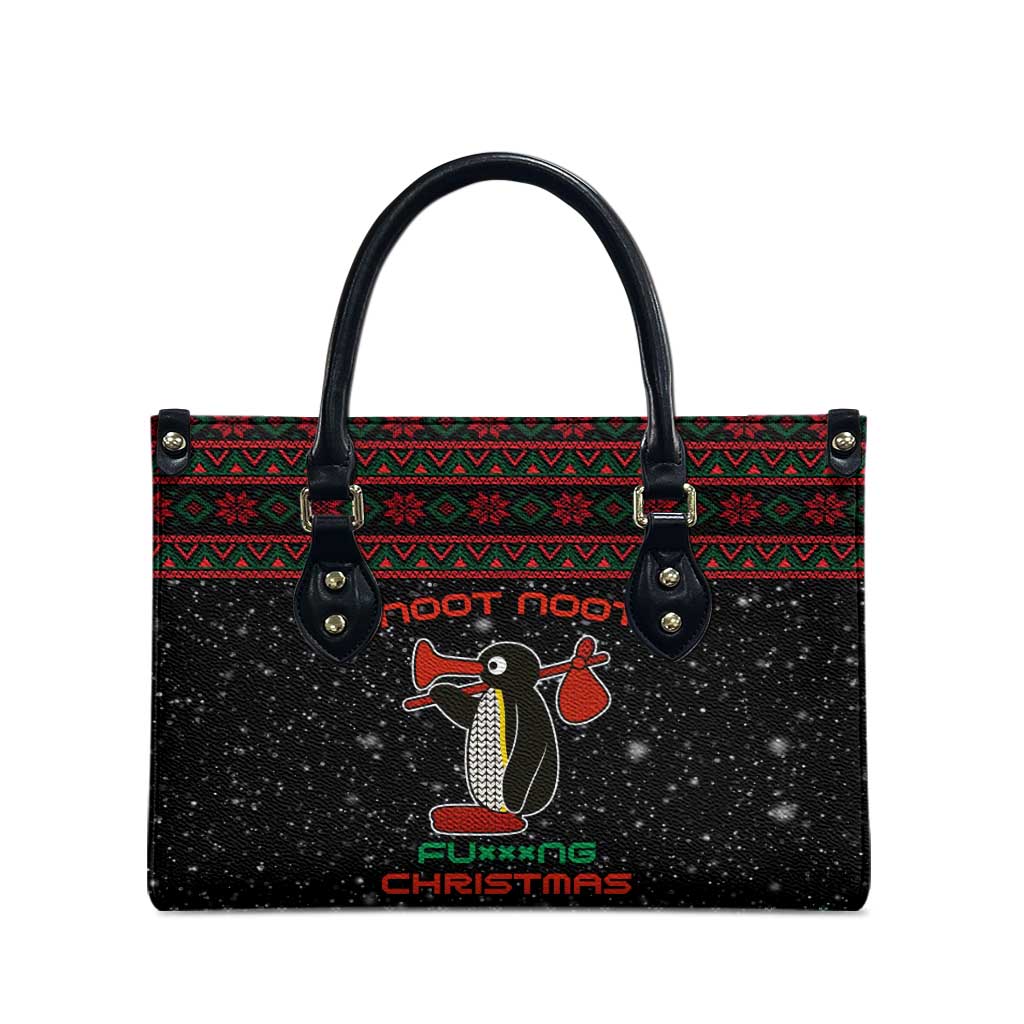 Penguin Tree Christmas Leather Bag Xmas Holiday Patterns - Wonder Print Shop