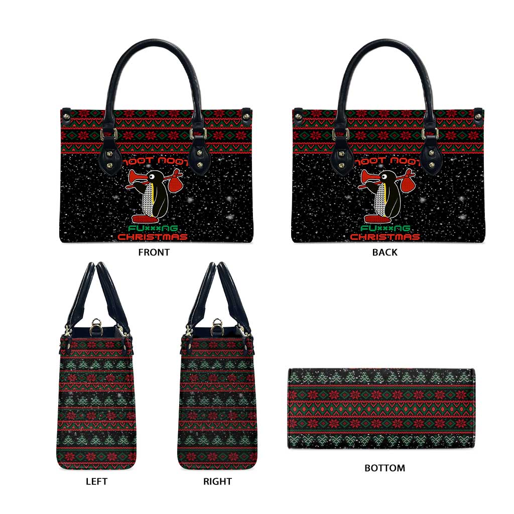 Penguin Tree Christmas Leather Bag Xmas Holiday Patterns - Wonder Print Shop