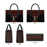 Penguin Tree Christmas Leather Bag Xmas Holiday Patterns - Wonder Print Shop