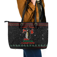 Penguin Tree Christmas Leather Tote Bag Xmas Holiday Patterns - Wonder Print Shop