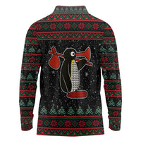 Penguin Tree Christmas Long Sleeve Polo Shirt Xmas Holiday Patterns - Wonder Print Shop