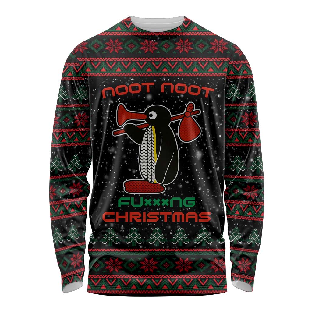 Penguin Tree Christmas Long Sleeve Shirt Xmas Holiday Patterns - Wonder Print Shop