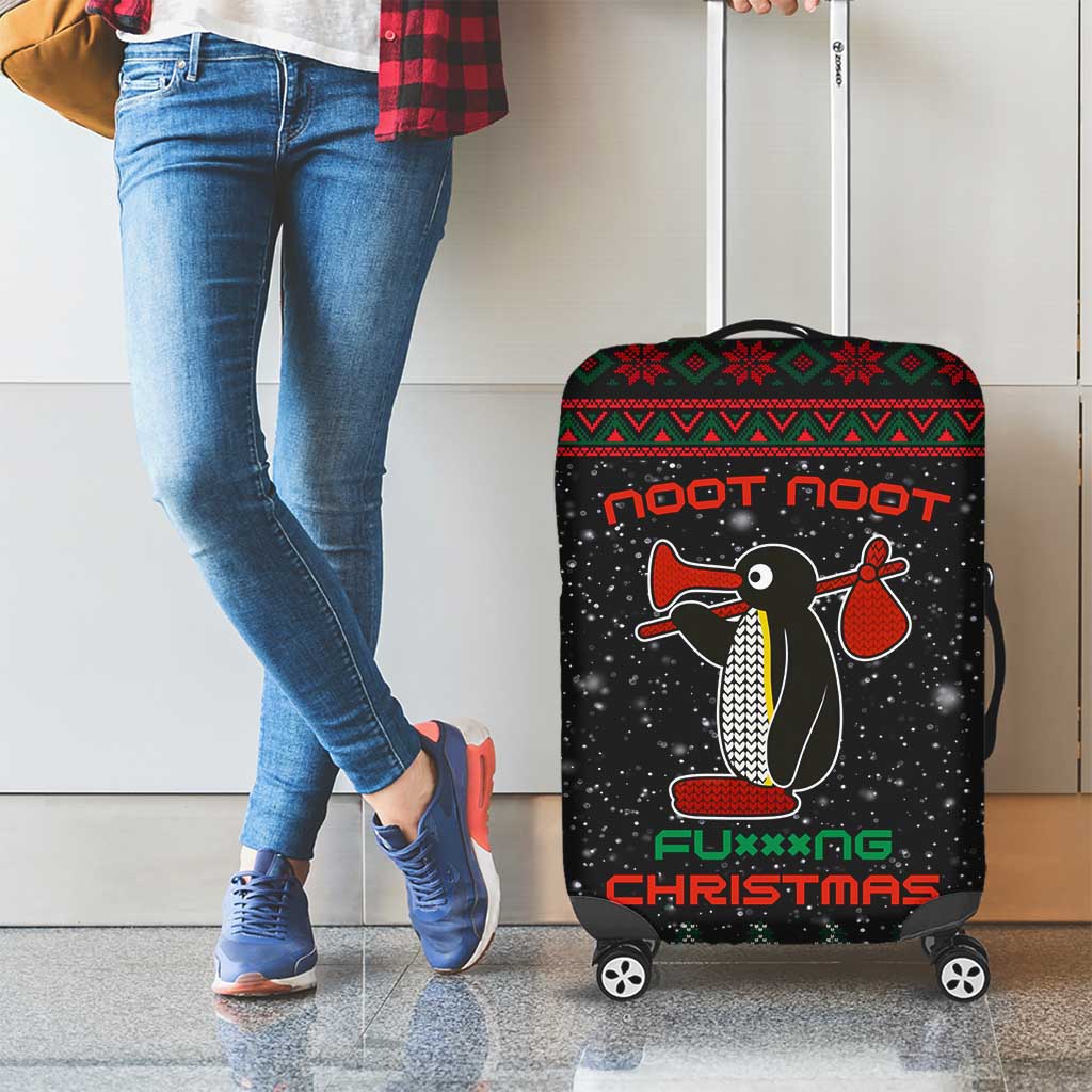 Penguin Tree Christmas Luggage Cover Xmas Holiday Patterns - Wonder Print Shop