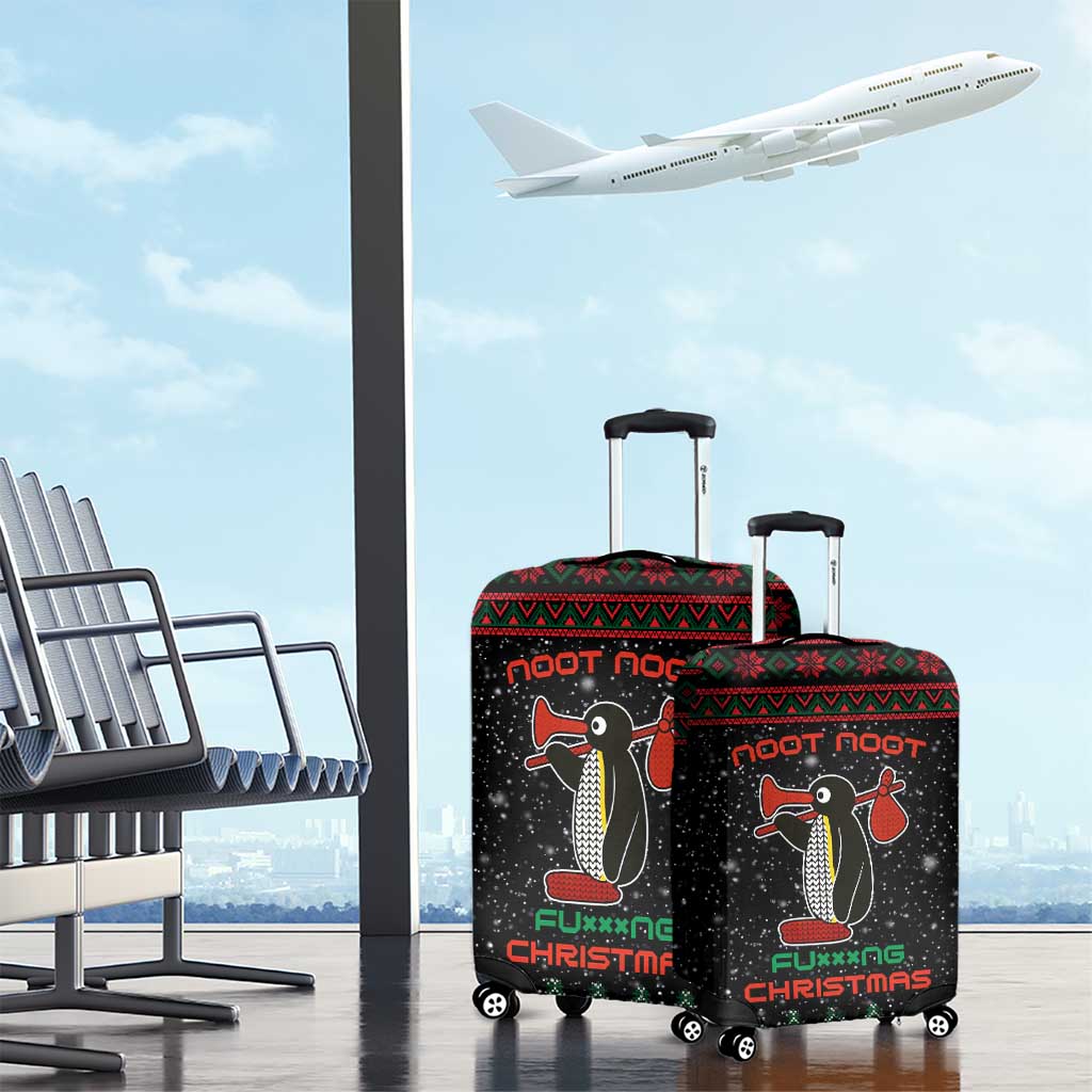 Penguin Tree Christmas Luggage Cover Xmas Holiday Patterns - Wonder Print Shop