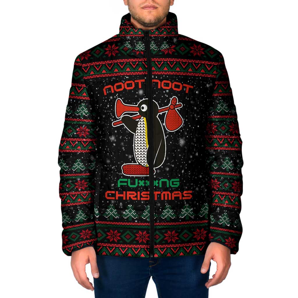 Penguin Tree Christmas Padded Jacket Xmas Holiday Patterns - Wonder Print Shop