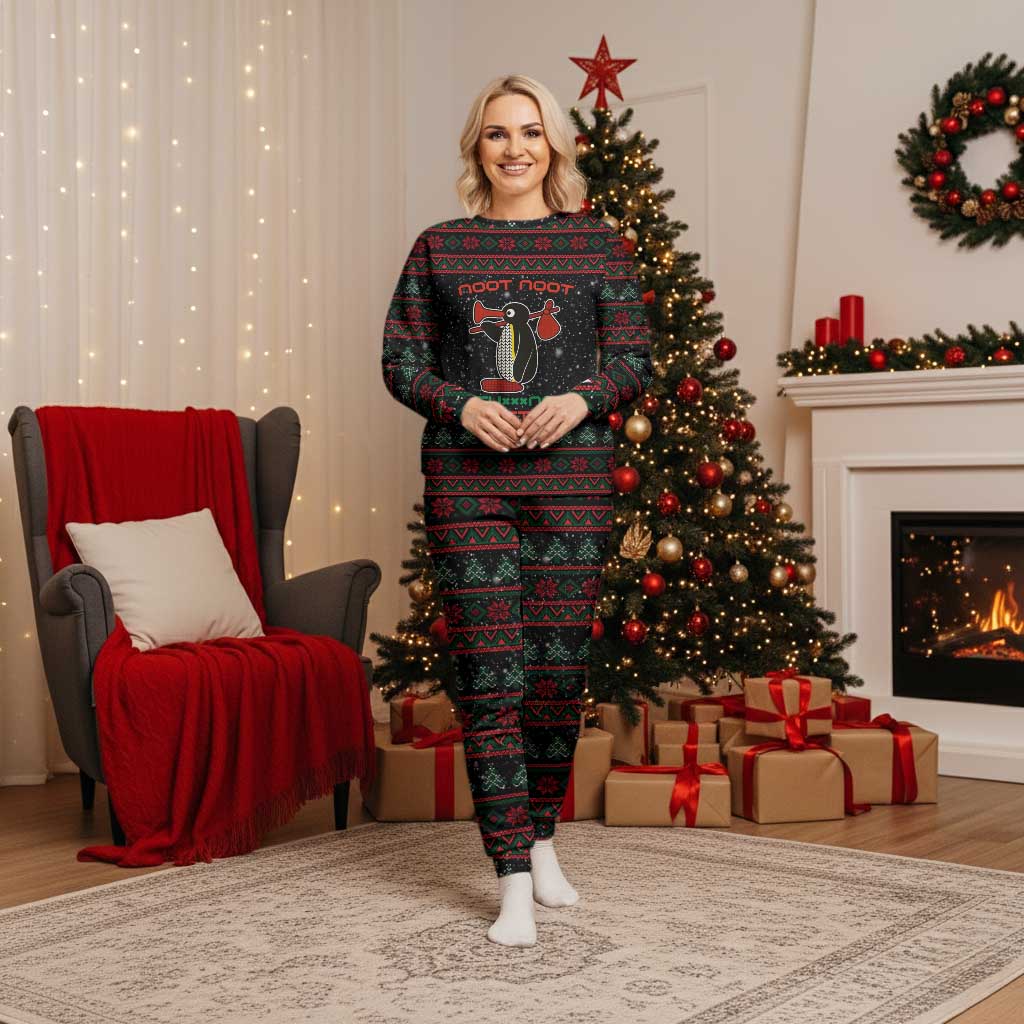 Penguin Tree Christmas Pajama Set Xmas Holiday Patterns - Wonder Print Shop