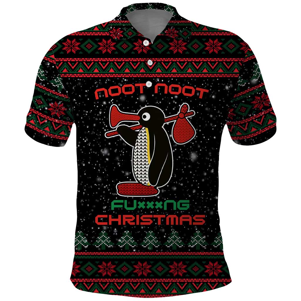 Penguin Tree Christmas Polo Shirt Xmas Holiday Patterns - Wonder Print Shop