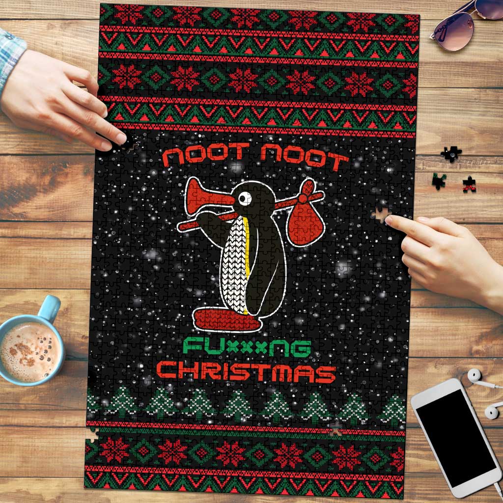 Penguin Tree Christmas Puzzle Xmas Holiday Patterns - Wonder Print Shop