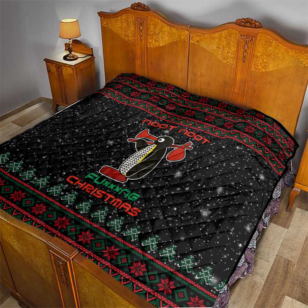 Penguin Tree Christmas Quilt Xmas Holiday Patterns - Wonder Print Shop