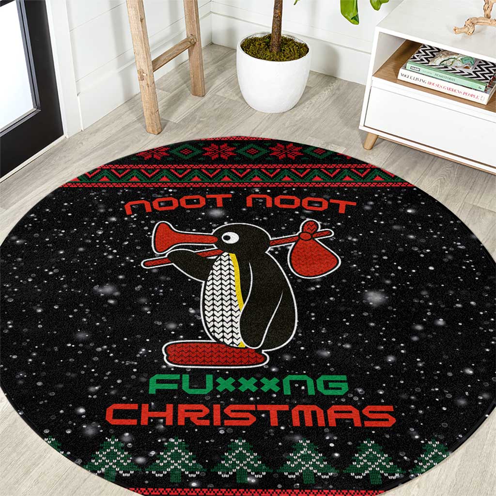Penguin Tree Christmas Round Carpet Xmas Holiday Patterns - Wonder Print Shop