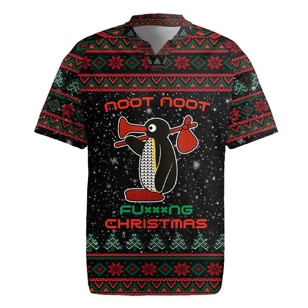 Penguin Tree Christmas Rugby Jersey Xmas Holiday Patterns - Wonder Print Shop