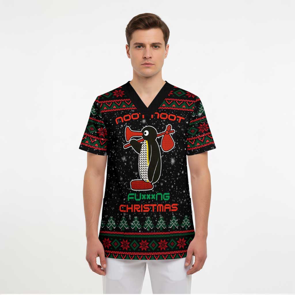 Penguin Tree Christmas Scrub Top Xmas Holiday Patterns - Wonder Print Shop