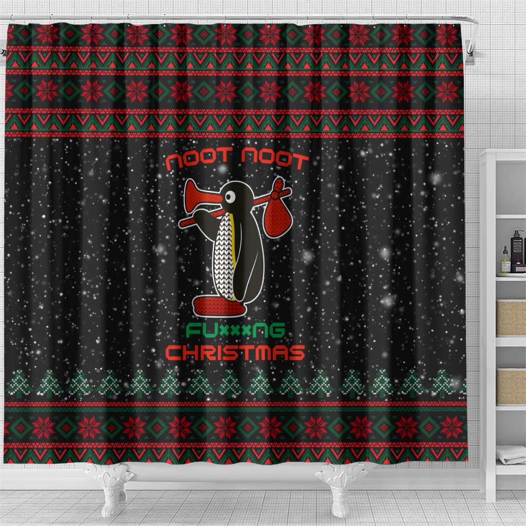 Penguin Tree Christmas Shower Curtain Xmas Holiday Patterns - Wonder Print Shop