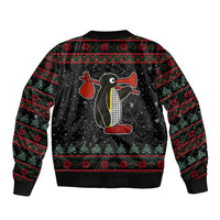 Penguin Tree Christmas Sleeve Zip Bomber Jacket Xmas Holiday Patterns - Wonder Print Shop