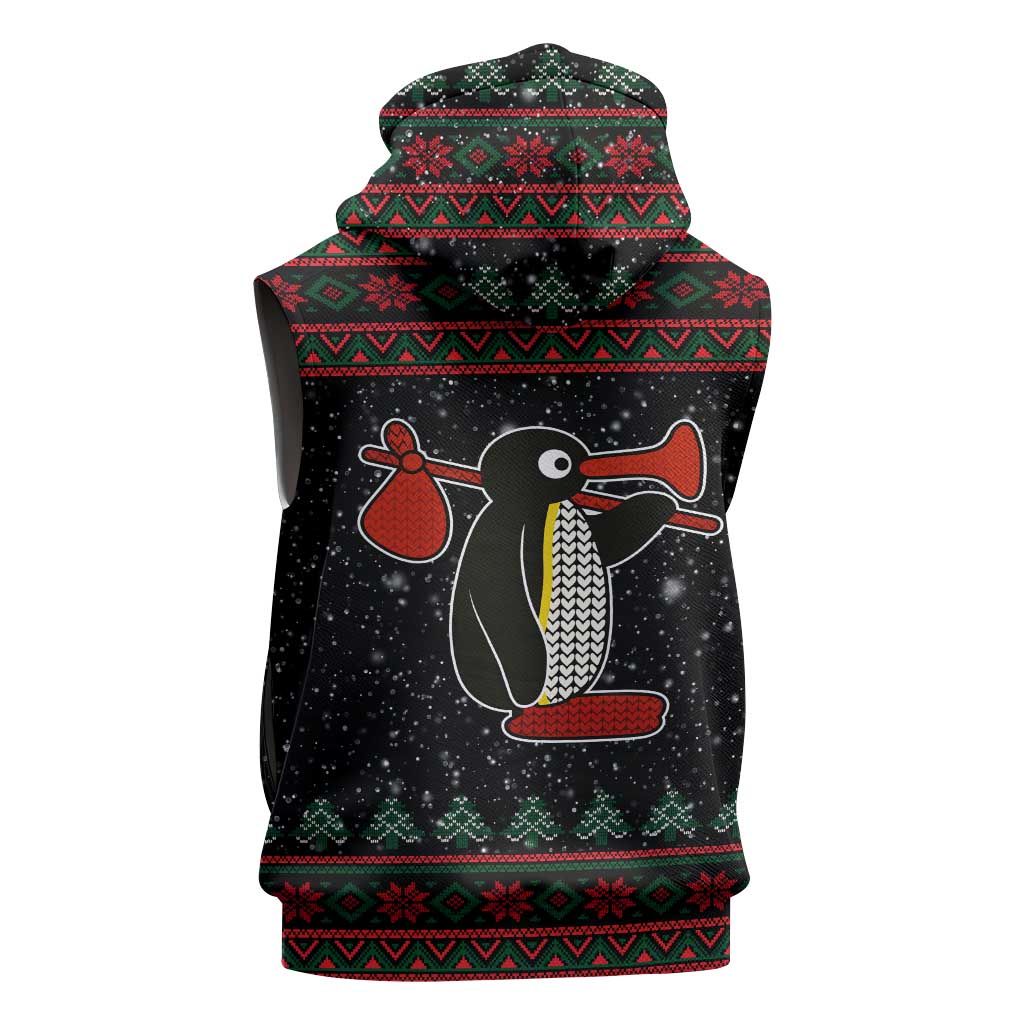 Penguin Tree Christmas Sleeveless Zip Hoodie Xmas Holiday Patterns - Wonder Print Shop