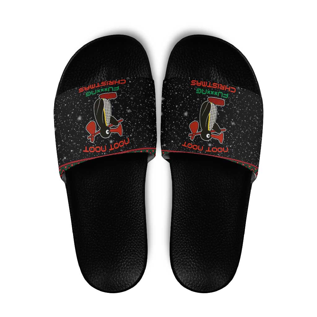 Penguin Tree Christmas Slide Sandals Xmas Holiday Patterns - Wonder Print Shop