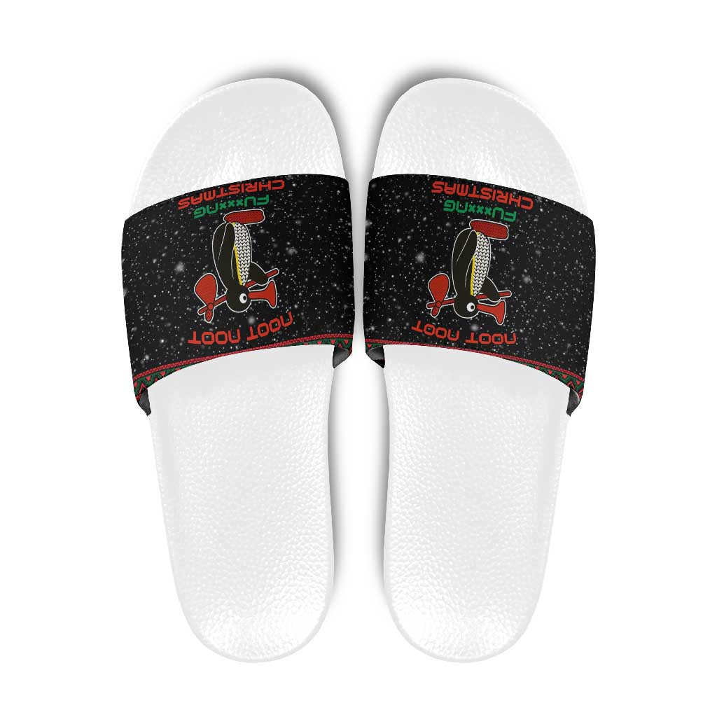 Penguin Tree Christmas Slide Sandals Xmas Holiday Patterns - Wonder Print Shop