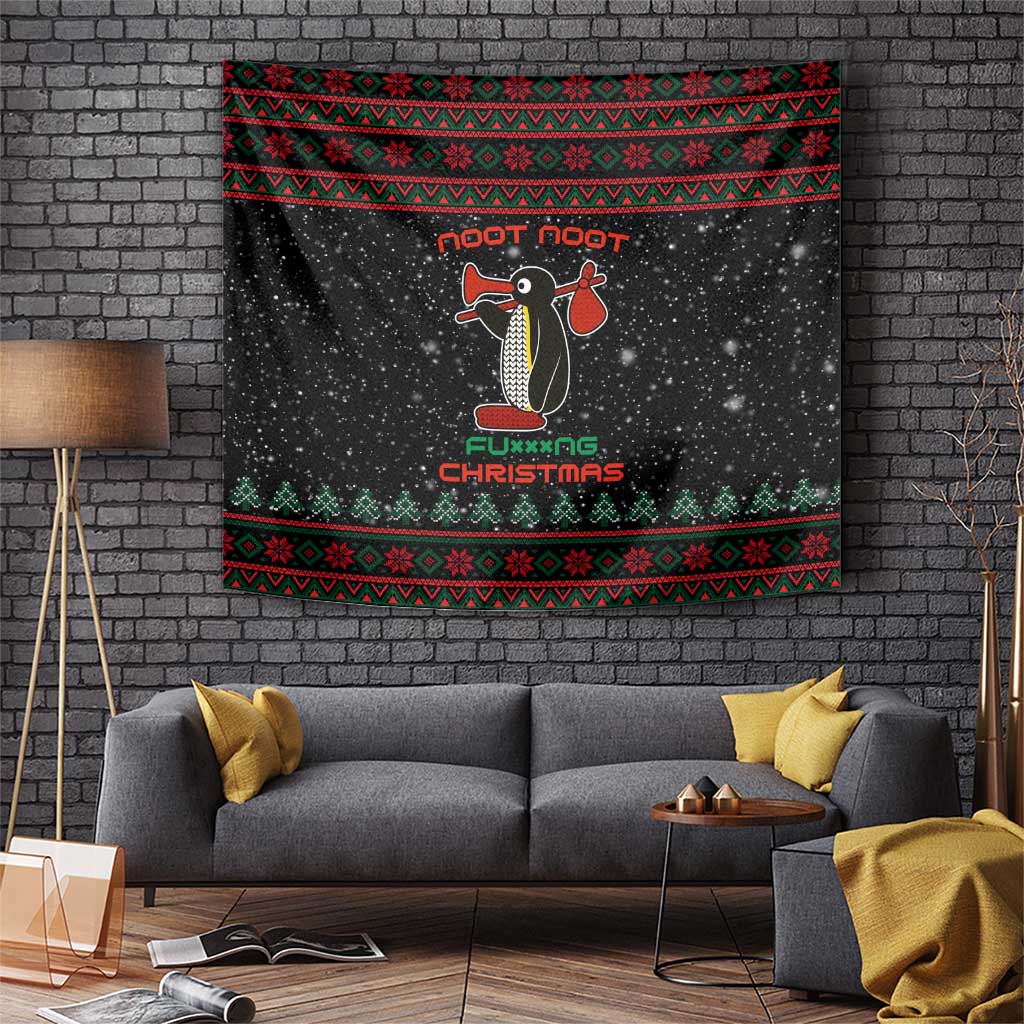Penguin Tree Christmas Tapestry Xmas Holiday Patterns - Wonder Print Shop