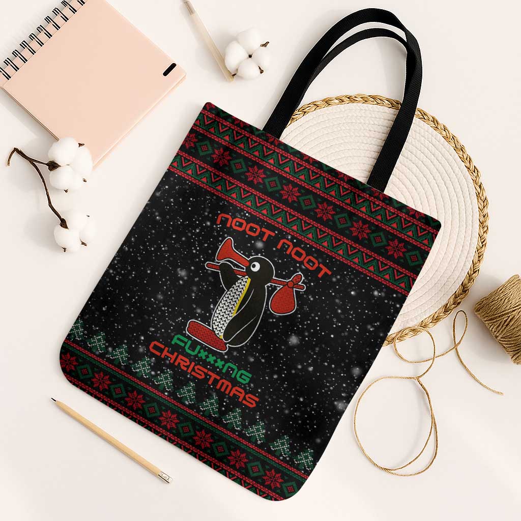 Penguin Tree Christmas Tote Bag Xmas Holiday Patterns - Wonder Print Shop