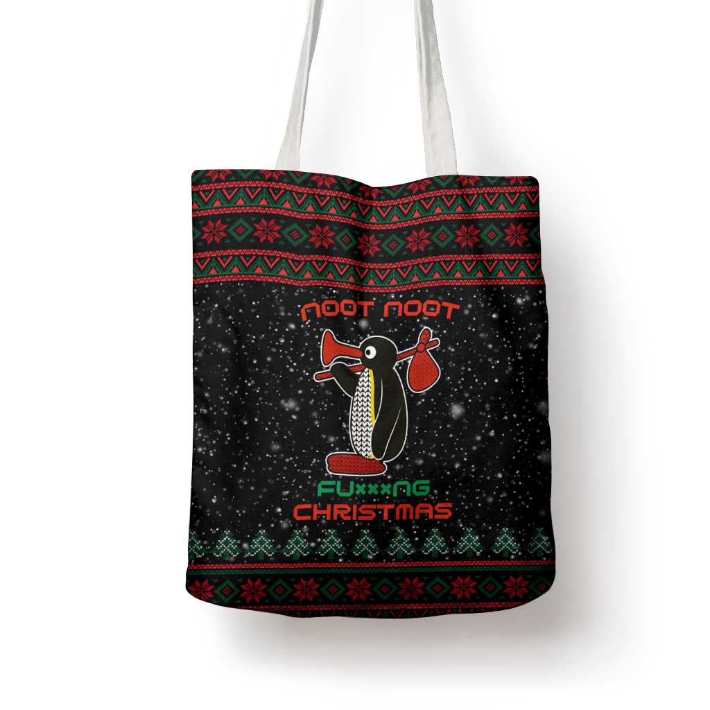 Penguin Tree Christmas Tote Bag Xmas Holiday Patterns - Wonder Print Shop