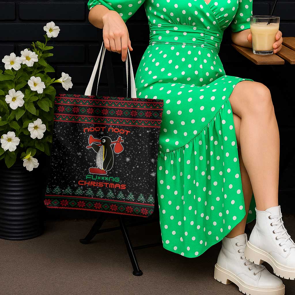 Penguin Tree Christmas Tote Bag Xmas Holiday Patterns - Wonder Print Shop