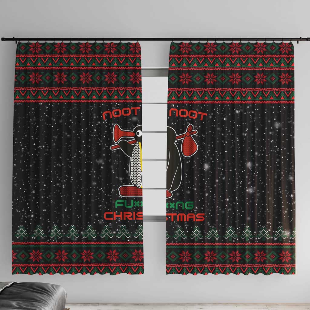Penguin Tree Christmas Window Curtain Xmas Holiday Patterns - Wonder Print Shop