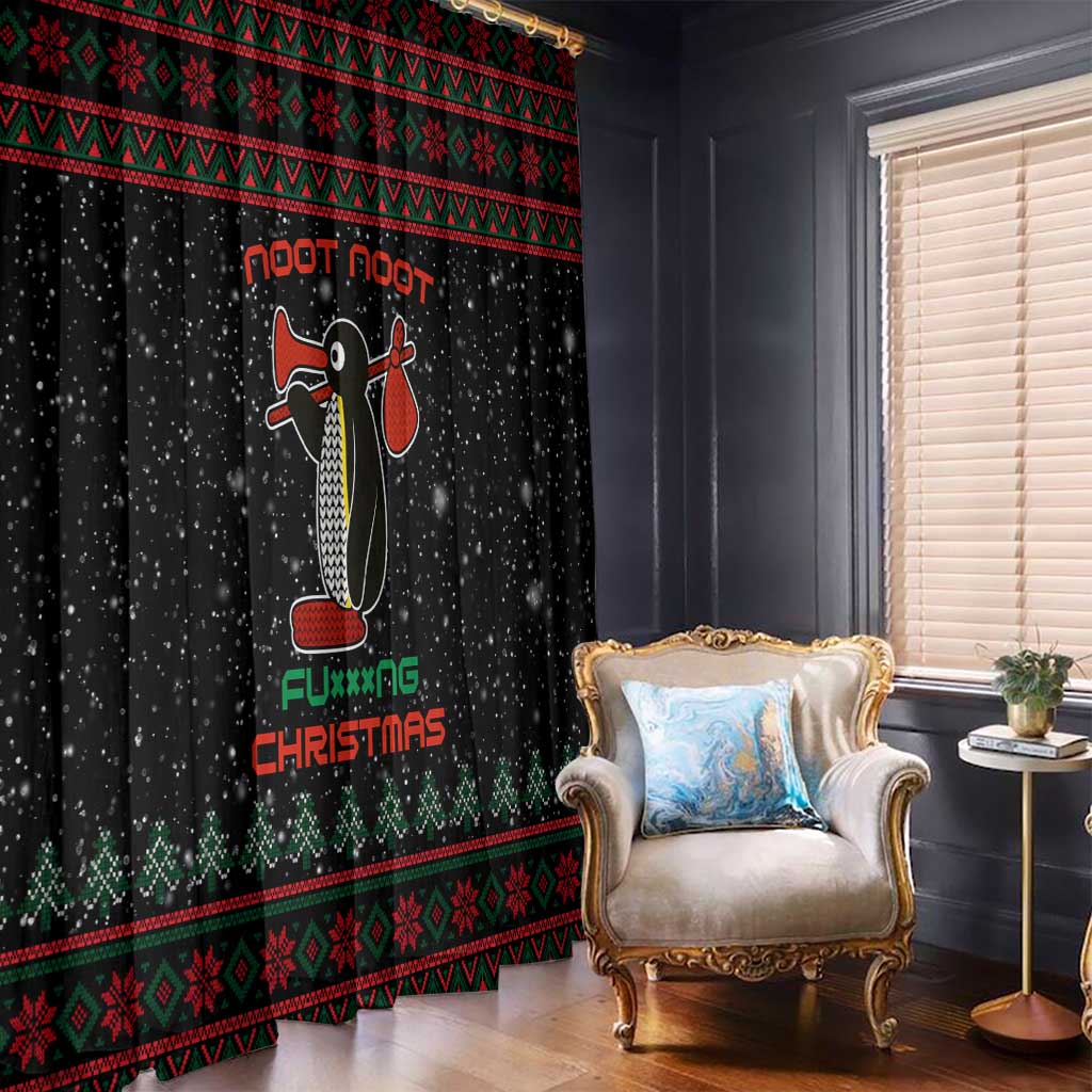 Penguin Tree Christmas Window Curtain Xmas Holiday Patterns - Wonder Print Shop