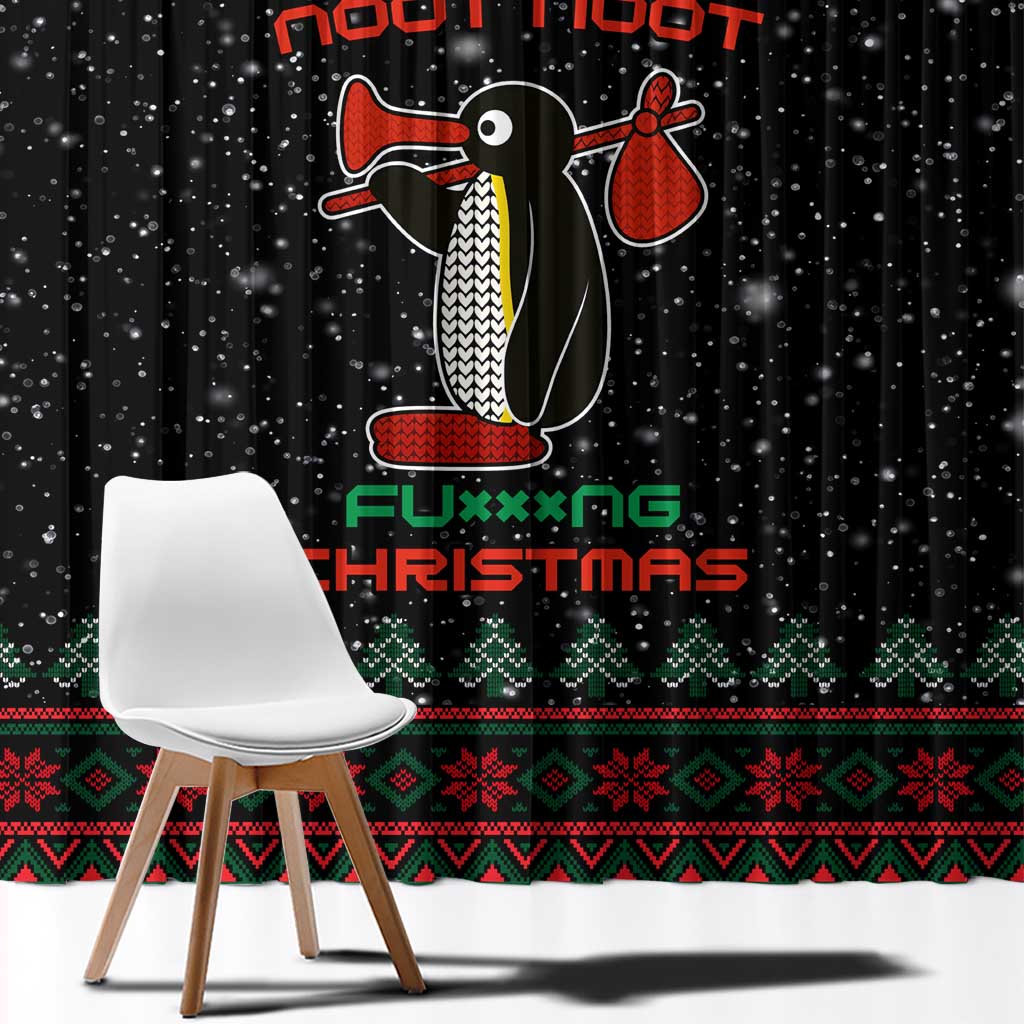 Penguin Tree Christmas Window Curtain Xmas Holiday Patterns - Wonder Print Shop