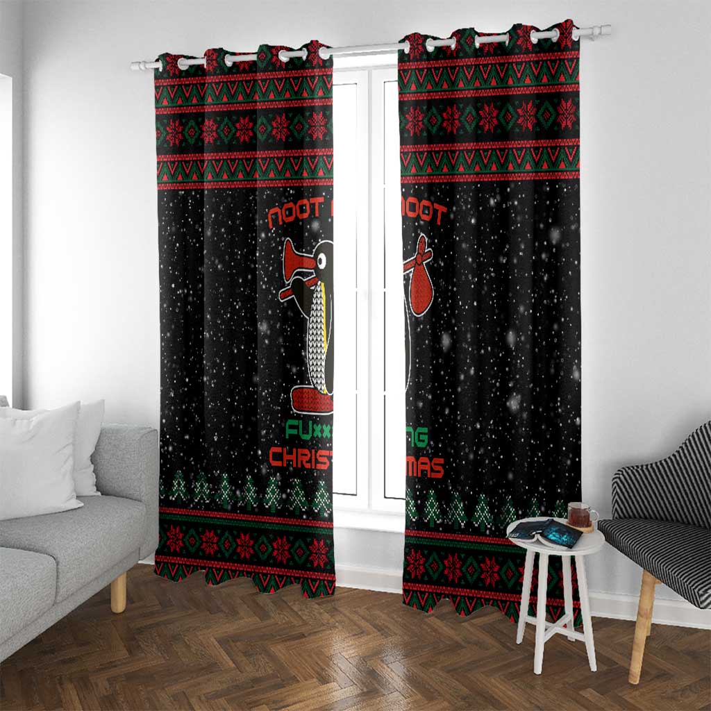 Penguin Tree Christmas Window Curtain Xmas Holiday Patterns - Wonder Print Shop