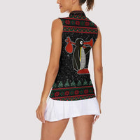 Penguin Tree Christmas Women Sleeveless Polo Shirt Xmas Holiday Patterns - Wonder Print Shop