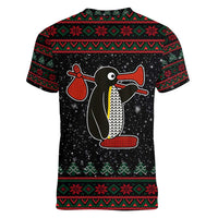 Penguin Tree Christmas Women V-Neck T-Shirt Xmas Holiday Patterns - Wonder Print Shop