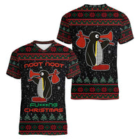 Penguin Tree Christmas Women V-Neck T-Shirt Xmas Holiday Patterns - Wonder Print Shop
