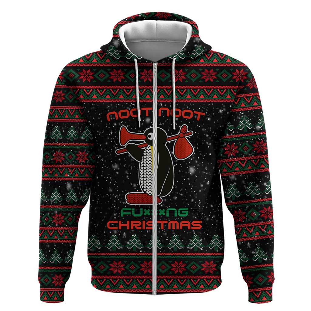 Penguin Tree Christmas Zip Hoodie Xmas Holiday Patterns - Wonder Print Shop