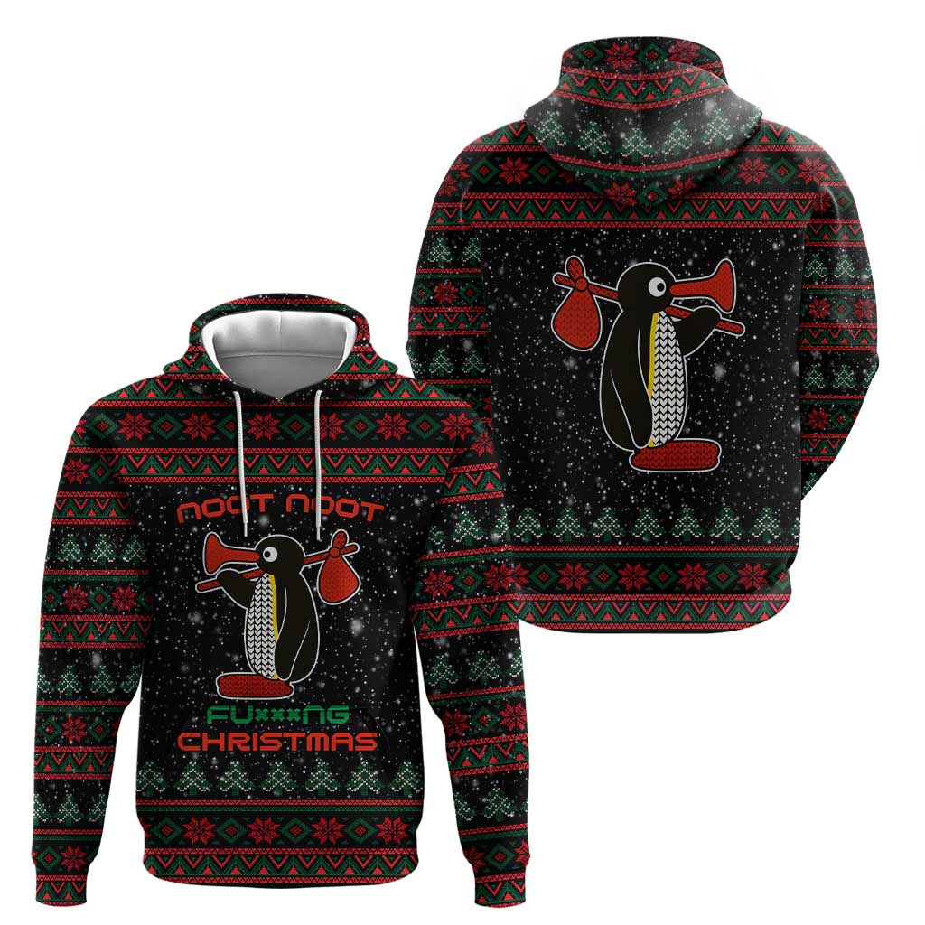 Penguin Tree Christmas Zip Hoodie Xmas Holiday Patterns - Wonder Print Shop