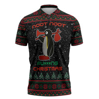 Penguin Tree Christmas Zipper Polo Shirt Xmas Holiday Patterns - Wonder Print Shop