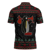 Penguin Tree Christmas Zipper Polo Shirt Xmas Holiday Patterns - Wonder Print Shop