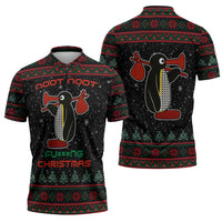 Penguin Tree Christmas Zipper Polo Shirt Xmas Holiday Patterns - Wonder Print Shop