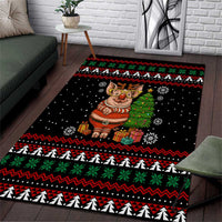 Pig Gorgeous Reindeer Christmas Area Rug Xmas Holiday Patterns - Wonder Print Shop