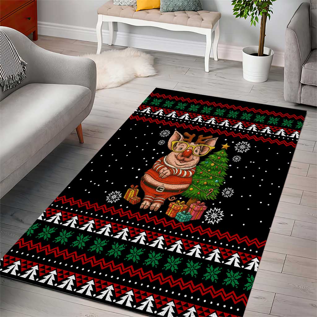 Pig Gorgeous Reindeer Christmas Area Rug Xmas Holiday Patterns - Wonder Print Shop