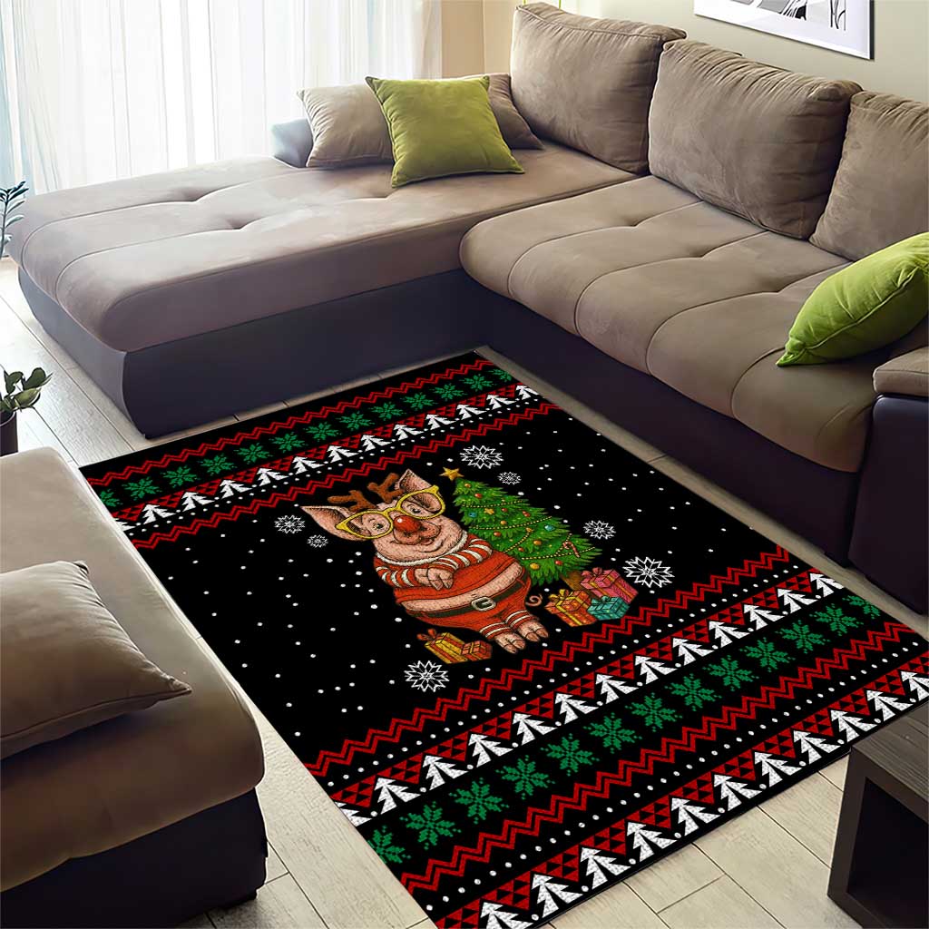 Pig Gorgeous Reindeer Christmas Area Rug Xmas Holiday Patterns - Wonder Print Shop