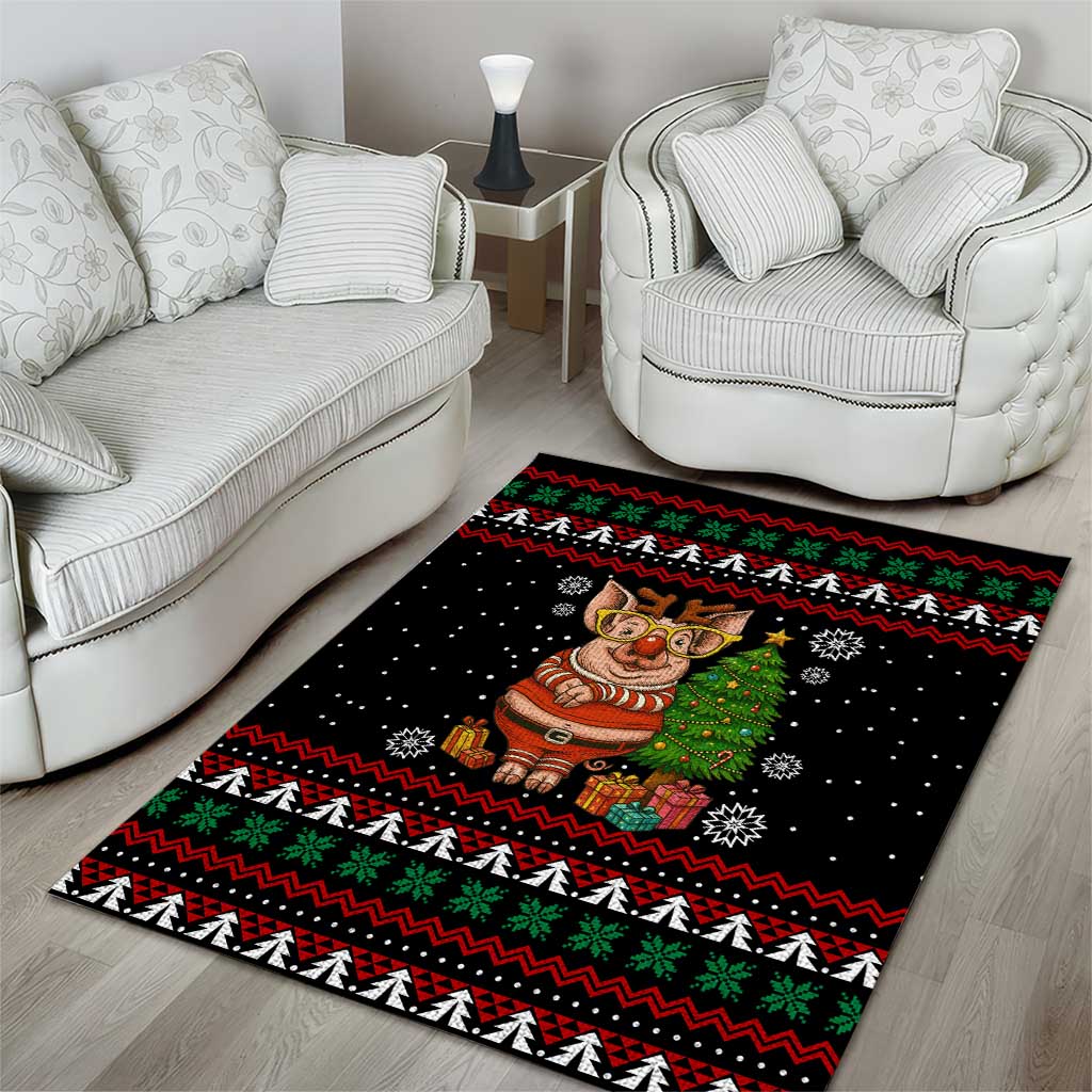 Pig Gorgeous Reindeer Christmas Area Rug Xmas Holiday Patterns - Wonder Print Shop